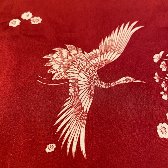 Silky Pajama Set Red & White Short Sleeve Button Front Medium EUC - Picture 2 of 5